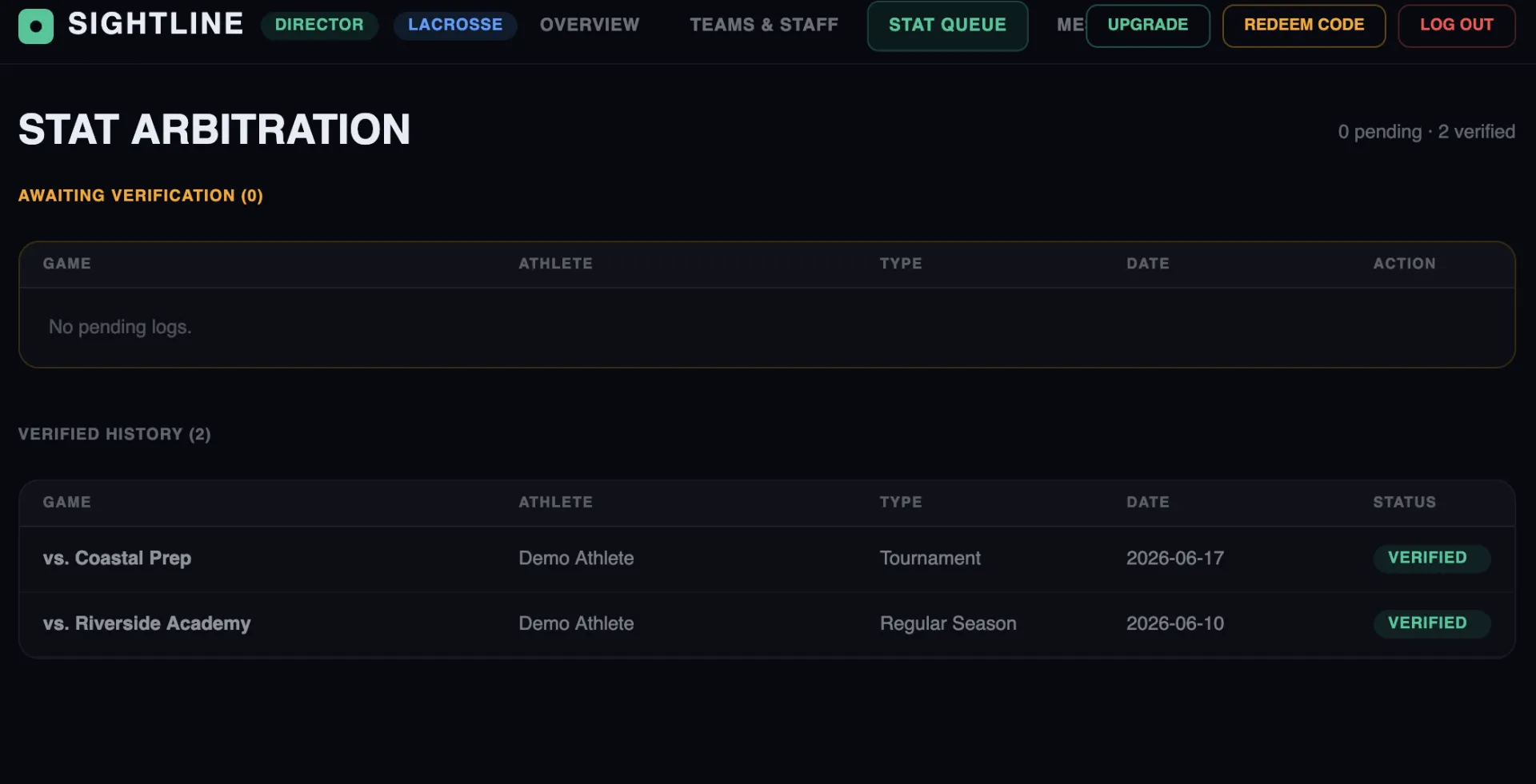 Director Dashboard — Stat Queue / arbitration modal